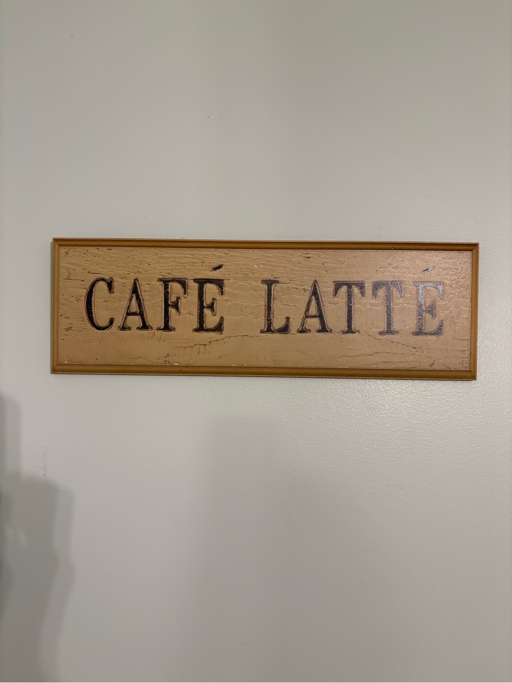 Vintage Cafe Latté Wood Wall Sign Rustic French Country Kitchen Decor 18x6"